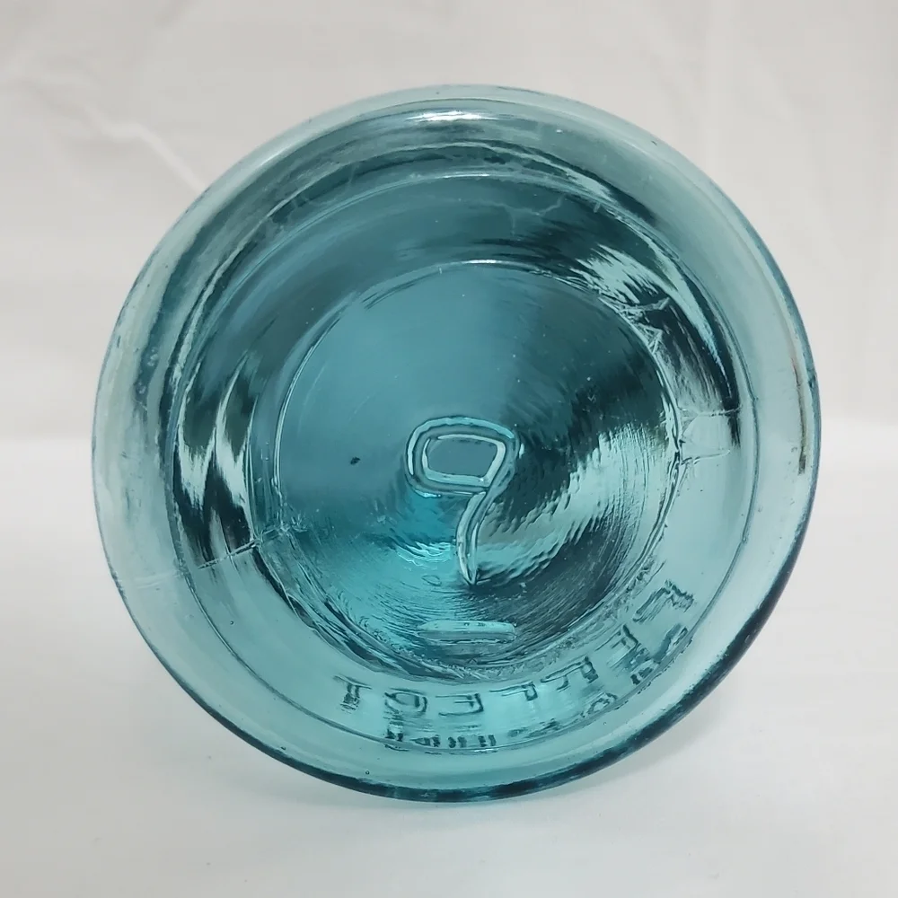 Vintage Ball Perfect Mason Aqua Glass Pint Jar #9